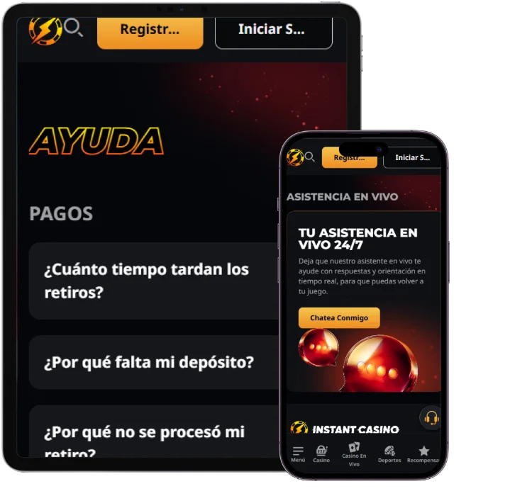 Casino móvil y soporte Instant Win casino versión móvil con asistencia en vivo y chat de soporte 24/7